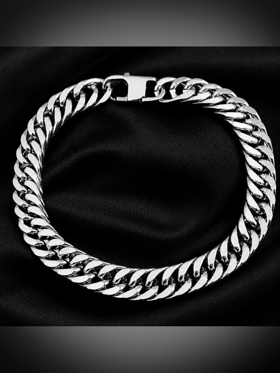 Other - Stainless Steel curb 7.5 inches long and 8mm width bracelet - Silver